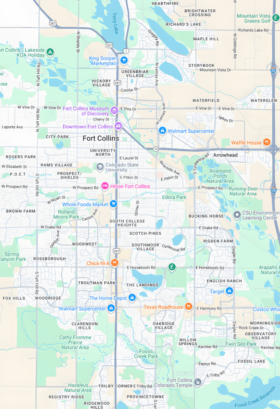 Map of Fort Collins Colorado